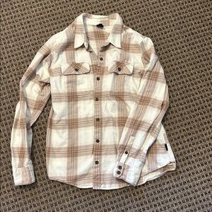 Patagonia women's Casual Plaid Shirt in Brown and Cream